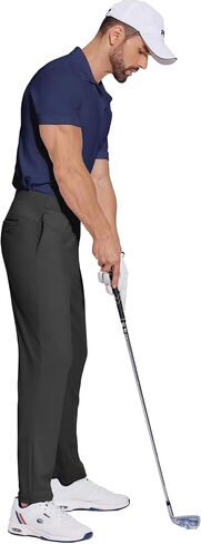 PINSPARK Men's Sweat Elastic Waist Golf Pants Stretch Relaxed Fit Pull on No Belt Loops Casual Dress Pants with Pockets in Saudi Arabia