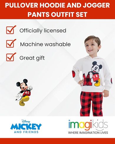 Disney Mickey Mouse Fleece Pullover Hoodie and Pants Outfit Set Infant to Big Kid in Kuwait