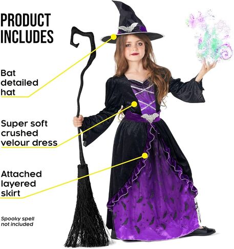 Morph Witch Costume For Girls Toddler, Halloween Costume For Girls, Witch Costume Kids Halloween, Witch Costume Kids Girls in Saudi Arabia