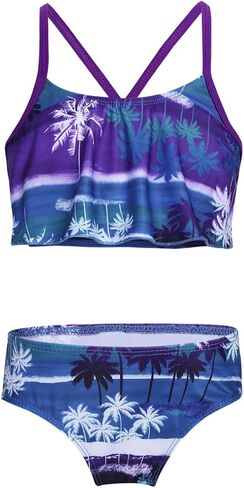 MSemis Girl's Tropical Palm Printed Tankini Sets Swimwear 2 Piece Swimsuit Bathing Suit in Saudi Arabia