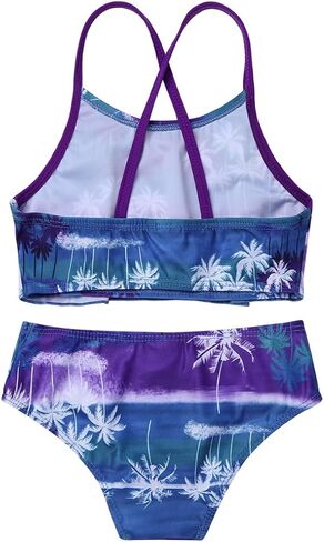 MSemis Girl's Tropical Palm Printed Tankini Sets Swimwear 2 Piece Swimsuit Bathing Suit in Saudi Arabia