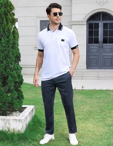 Men's Polo Shirts Short Sleeve Regular-Fit Short Sleeve Polo Shirts with Collar Casual Mens Golf Polo Shirt T Shirts in Saudi Arabia