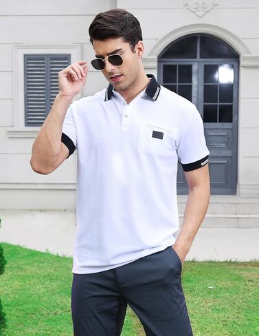 Men's Polo Shirts Short Sleeve Regular-Fit Short Sleeve Polo Shirts with Collar Casual Mens Golf Polo Shirt T Shirts in Saudi Arabia