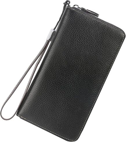 محفظة Lavemi النسائية RFID Blocking 100% جلدية ذات سعة كبيرة وسحاب حول المحفظة وحامل الهاتف ومحفظة السفر ومحفظة السوار in Kuwait