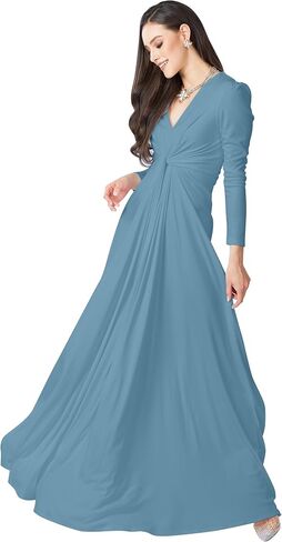 KOH KOH Womens Long Sleeve Flowy Formal Evening Elegant Designer Maxi Dress in Saudi Arabia