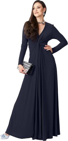 KOH KOH Womens Long Sleeve Flowy Formal Evening Elegant Designer Maxi Dress in Saudi Arabia