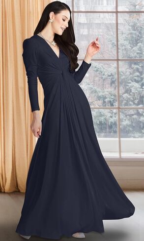 KOH KOH Womens Long Sleeve Flowy Formal Evening Elegant Designer Maxi Dress in Saudi Arabia