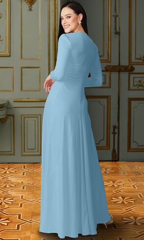 KOH KOH Womens Long Sleeve Flowy Formal Evening Elegant Designer Maxi Dress in Saudi Arabia