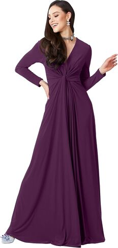KOH KOH Womens Long Sleeve Flowy Formal Evening Elegant Designer Maxi Dress in Saudi Arabia