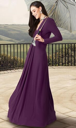 KOH KOH Womens Long Sleeve Flowy Formal Evening Elegant Designer Maxi Dress in Saudi Arabia