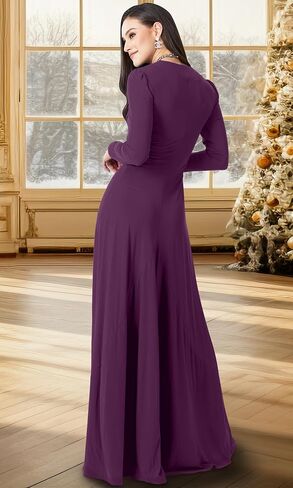 KOH KOH Womens Long Sleeve Flowy Formal Evening Elegant Designer Maxi Dress in Saudi Arabia