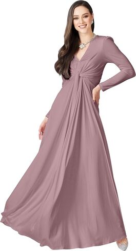 KOH KOH Womens Long Sleeve Flowy Formal Evening Elegant Designer Maxi Dress in Saudi Arabia