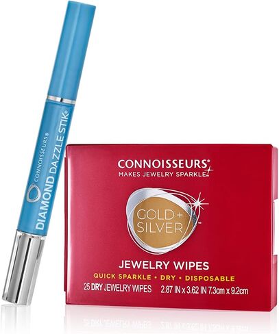 CONNOISSEURS Premium Edition Compact Jewelry Wipes -20% More, No Rinse Gold and Silver Jewelry Cleaner, Polish and Remove Tarnish to Restore Brilliance, Dry Disposable Wipes, 30 Count in Saudi Arabia