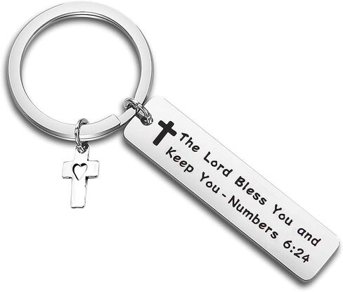 FEELMEM أرقام آية الكتاب المقدس 6:24 سلسلة مفاتيح الرب يباركك ويبقيك مجوهرات مسيحية هدية المعمودية هدية التعميد in Kuwait