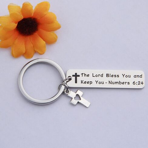 FEELMEM أرقام آية الكتاب المقدس 6:24 سلسلة مفاتيح الرب يباركك ويبقيك مجوهرات مسيحية هدية المعمودية هدية التعميد in Kuwait