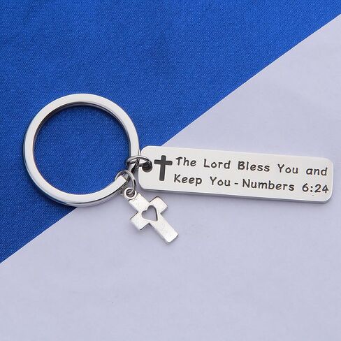 FEELMEM أرقام آية الكتاب المقدس 6:24 سلسلة مفاتيح الرب يباركك ويبقيك مجوهرات مسيحية هدية المعمودية هدية التعميد in Kuwait