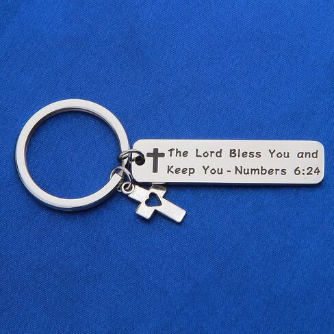 FEELMEM أرقام آية الكتاب المقدس 6:24 سلسلة مفاتيح الرب يباركك ويبقيك مجوهرات مسيحية هدية المعمودية هدية التعميد in Kuwait