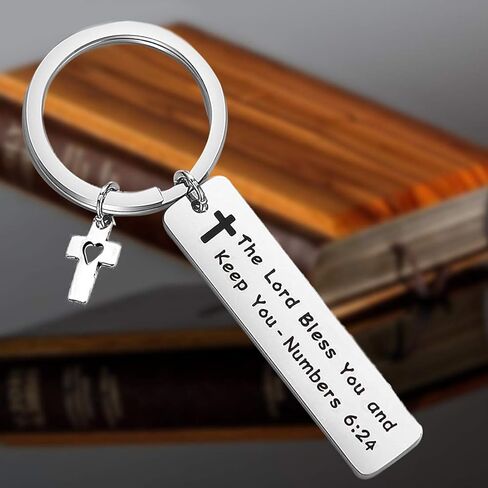 FEELMEM أرقام آية الكتاب المقدس 6:24 سلسلة مفاتيح الرب يباركك ويبقيك مجوهرات مسيحية هدية المعمودية هدية التعميد in Kuwait