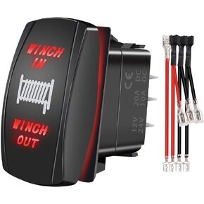 7 دبوس لحظة ونش داخل / خارج الروك التبديل الأحمر LED DPDT 20A / 12V 10A / 24V DC تبديل التبديل الليزر تشغيل / إيقاف / تشغيل مع أسلاك الطائر ل ATV UTV سيارات البحرية قارب M-108-R in Kuwait