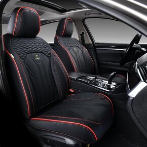 FLORICH Leather Seat Covers, Seat Covers Full Set, Car Seat Protectors 5 Seats,Automotive Seat Covers Fit for Most Cars Trucks-Brown&Black