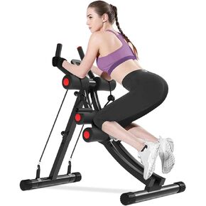Ab Machine Abs Workout Equipment For Strength Training,Adjustable Ab Exercise Equipment For Stomach Workout,Foldable Core Abdominal Waist Trainer For Home Gym With Two Resistance Bands