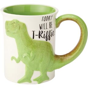 Enesco Our Name is Mud “Tea Rex" Stoneware Coffee, 16 oz. Sculpted Mug, Green,6000549