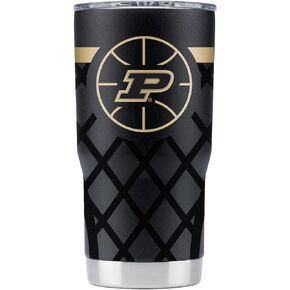 Gametime Sidekicks Purdue 20oz Black Tumbler - Officially Licensed, 18/8 Stainless Steel, Double-walled, Vacuum-insulated, UV LED Printed Logos, Sweatless, Stays Hot/Cold - Basketball Net Wrap