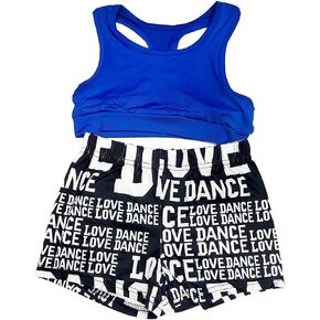 2Pcs Girls Sleeveless Crop Top with Shorts Outfit Set for Athletic Leotard Dancing Swimming Gymnastics Dancewear