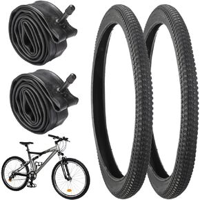 2 PCS Mountain Bike Tires & 2 PCS Bike Tubes, 20" X 1.95" Tires 20" X 1.90"-2.125" AV 32mm Valve Inner Tubes, Puncture-Resistant Bicycle Tires, Bike Replacement for Beach Cruiser Mountain Bikes