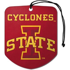 FANMATS 61614 NCAA Iowa State Cyclones Hanging Car Air Freshener, 2 Pack, Black Ice Scent, Odor Eliminator, Shield Design with Team Logo