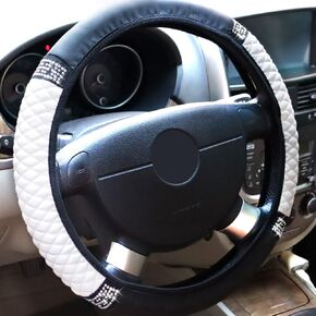 Universal steering Wheel Cover,Carbon Fiber Leather Steering Wheel Grip,Universal Fit Most Cars Wheel Protector (Black)