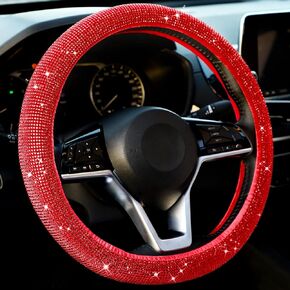 Bling Steering Wheel Cover Women Crystal Diamond Steering Wheel Cover Soft Velvet Rhinestones Wheel Protector Anti Slip Lining for Diverse Vehicle, Car, SUV, Auto and More, 15 Inch(Silver)
