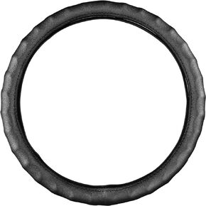 Black Leather Steering Wheel Cover，Classic Black，Anti-Slip, Safety, Soft, Breathable, Adaptable to 14.5-15 inches Steering Wheel