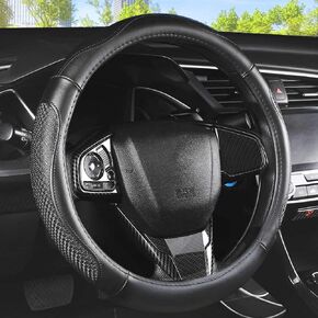 Leather Steering Wheel Cover - Car Steering Wheel Cover 15 inch Universal Fit Microfiber Steering Wheel Cover Anti-Slip, Soft, Breathable, Full Surround Car Wheel Cover