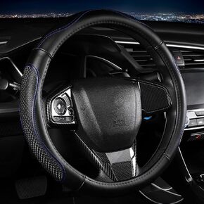 Leather Steering Wheel Cover - Car Steering Wheel Cover 15 inch Universal Fit Microfiber Steering Wheel Cover Anti-Slip, Soft, Breathable, Full Surround Car Wheel Cover