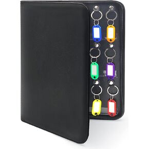 Portable Zippered Key Organizer,Leather Key Case with 36 Key Hooks and Tags Key Storage, Portable Manager,Landlord Key Binder,Zipper Key Organizers for Estate Sales,Hotel Executives,Car Rental Key Box
