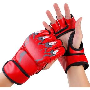 Enhanced Half-Finger Boxing Gloves MMA UFC Punching Bag Gloves with Adjustable Velcro Wrist Band (Size: M&L