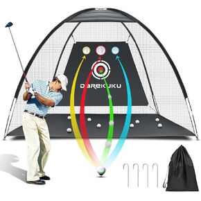 DAREKUKU شبكة ممارسة الجولف مقاس 10 × 7 × 9 أقدام، شبكة تقطيع ضرب الجولف مع الهدف، نظام تدريب ألعاب الجولف المحمول مع حقيبة حمل للقيادة في الفناء الخلفي in Kuwait