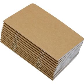 Yansanido 48 Pcs 5.5 Inch x 3.5 Inch Brown Cover Pocket Notebook 32 Sheets (64 Pages) 8 mm Ruled Pages 70 Gsm Paper (Lined(Pack of 48), Brown)