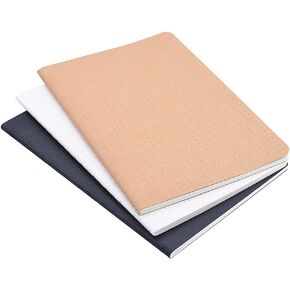 newestor Set of 3 A5 Dotted Notebook/Travel Journal - 5.5 x 8.25 Dot Grid Paper for Bullet Notes Journaling, Total 120 Sheets/240 Pages, Black/White/Kraft Brown Cover