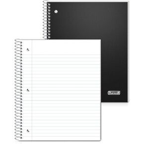 Dunwell 1 Subject Wide Ruled Spiral Notebooks, (3-Pack, Red Blue Black) Plastic Cover Notebooks, 100 Sheets, 8x10.5 Wide Rule Notebook for School, Kids, Perforated Pages, 3 Single Subject Notebooks