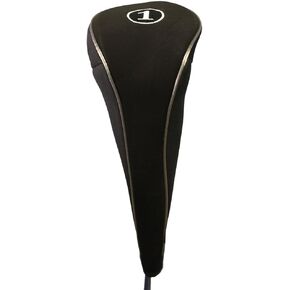 Black Golf Zipper Head Cover Driver 1 Headcover Neoprene Traditional Plain Protective Cover Fits Drivers up to 460cc for Golfing Buddies