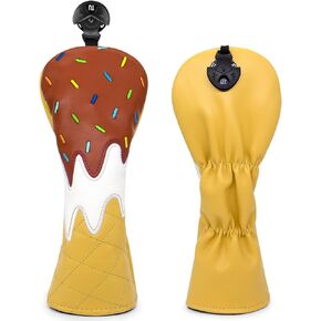 Golf Wood Head Covers Driver Cover 3 Wood Headcover Hybrid Head Covers Embroidery Ice Cream Design Golf Club Headcovers Leather Hand-Made Wood Head Cover