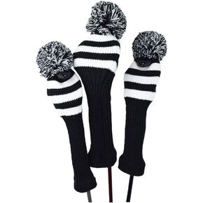 Stripes Knitted Golf Club Head Covers 3 Piece Set 1 3 5 Driver and Fairway HeadCovers Fits 460cc Drivers