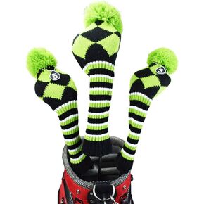Stripes Knitted Golf Club Head Covers 3 Piece Set 1 3 5 Driver and Fairway HeadCovers Fits 460cc Drivers