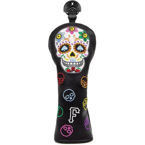 Montela Golf Club Covers,Colorful Skeleton Golf Putter Cover Driver Covers Fairway Wood Headcover Hybrid Cover Leather Blade Putter Headcover Mallet for Scotty Cameron Taylormade Titleist Odyssey