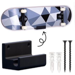 Skateboard Rack - Horizontal Wall Mounted | for one skateboard - Fits Traditional, Longboards, Cruisers, and Mini (Hardware Included) | Made in USA