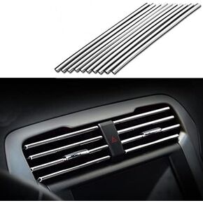 Car Air Conditioner Vent Outlet Trim Strip DIY Decoration Chrome Trim Strip Line Car Shiny Accessories 10PCS (Blue)