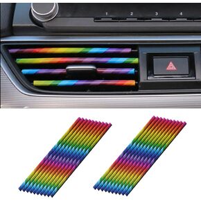20Pcs Car Air Conditioner Decoration Strip, DIY Chrome Bendable Auto Air Vent Outlet Shiny Trim, Universal Car Interior Accessories for All Straight Air Vent Outlet