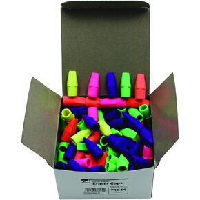 Charles Leonard Pencil Eraser Caps, Latex Free, Assorted Colors, 144/Box (71544)